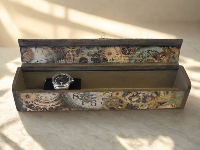Óradoboz- Kézzel készített, egyedi decoupage technikával órás doboz I Gabriart.hu Debrecen