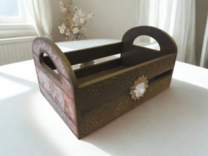 Tároló doboz- Kézzel készített, egyedi decoupage technikával tartó doboz I Gabriart.hu Debrecen