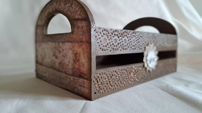 Tároló doboz- Kézzel készített, egyedi decoupage technikával tartó doboz I Gabriart.hu Debrecen