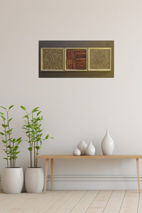 Amikor a fahéj találkozik a kaviccsal - Kézzel festett egyedi texturált falikép modern faldekoráció I Gabriart.hu Debrecen