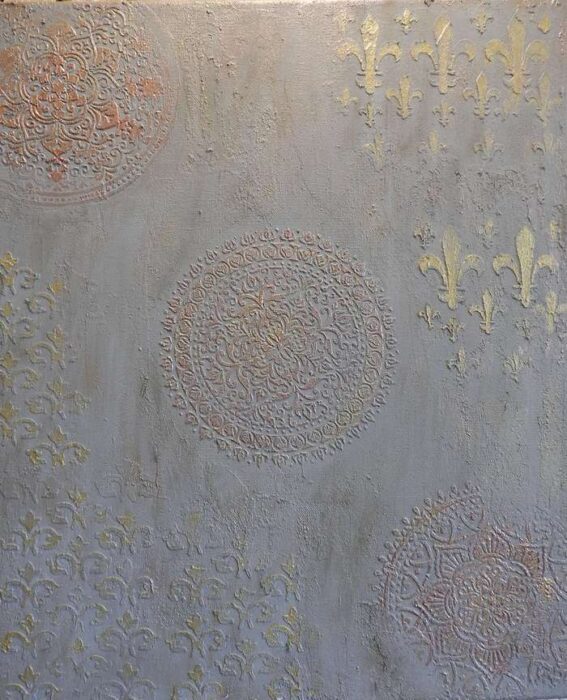 Szürke mandala- Kézzel festett egyedi texturált falikép modern faldekoráció I Gabriart.hu Debrecen