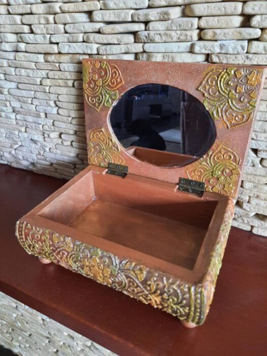 Ékszerdoboz- Kézzel készített, egyedi decoupage technikával, ékszer tartó doboz I Gabriart.hu Debrecen