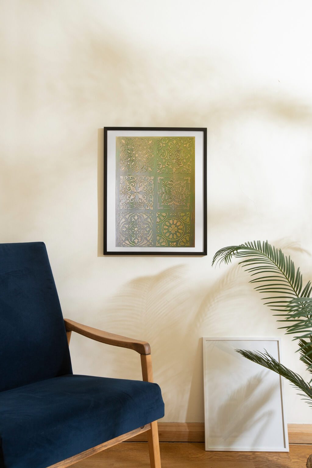 Zöld motívum - Kézzel festett egyedi texturált falikép modern faldekoráció I Gabriart.hu Debrecen