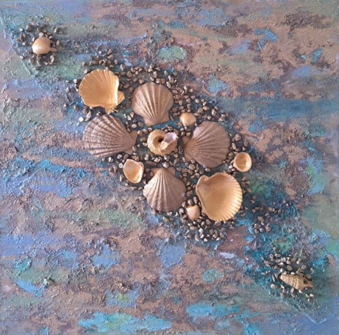 Tenger alatt- Kézzel festett egyedi texturált falikép modern faldekoráció I Gabriart.hu Debrecen